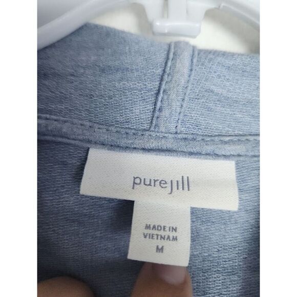 Pure Jill J.Jill Blue/Grey Pima Cotton/Modal Hooded Sweatshirt w/Pockets Medium - Picture 5 of 9